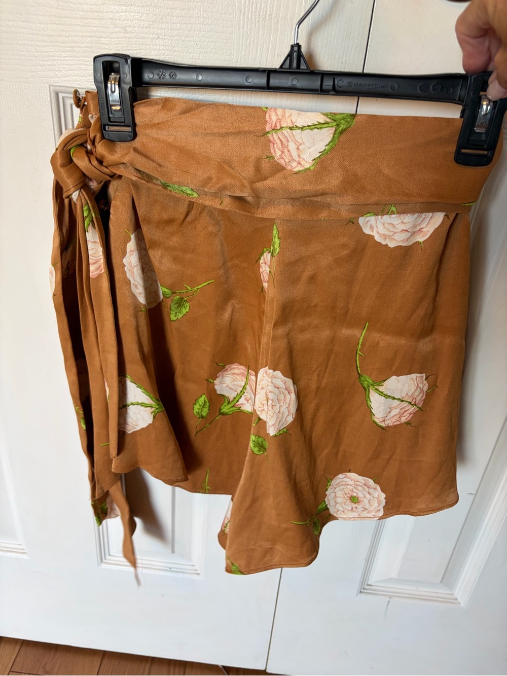 Maeve Rust Floral Wrap Skort with Green Leaf Detail - Picture 9 of 9